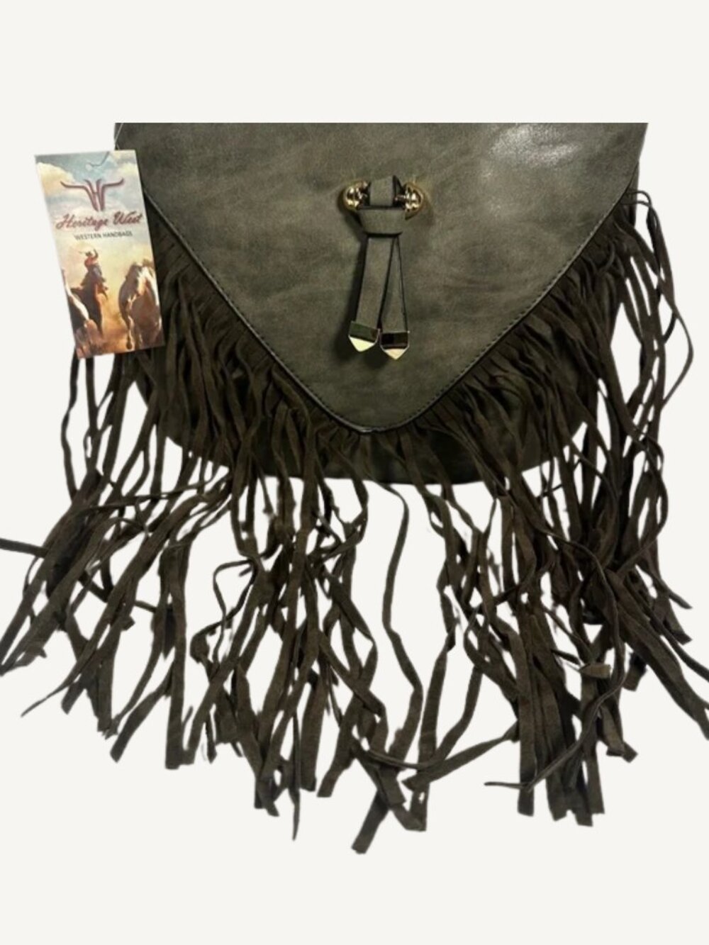 “NWT Heritage West Olive Fringe Crossbody Boho Western Festival Bag”